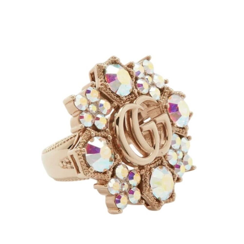 Gucci GG Marmont Crystal Flower Ring 753792 J1D50 8006 Size L NEW - Picture 6 of 15
